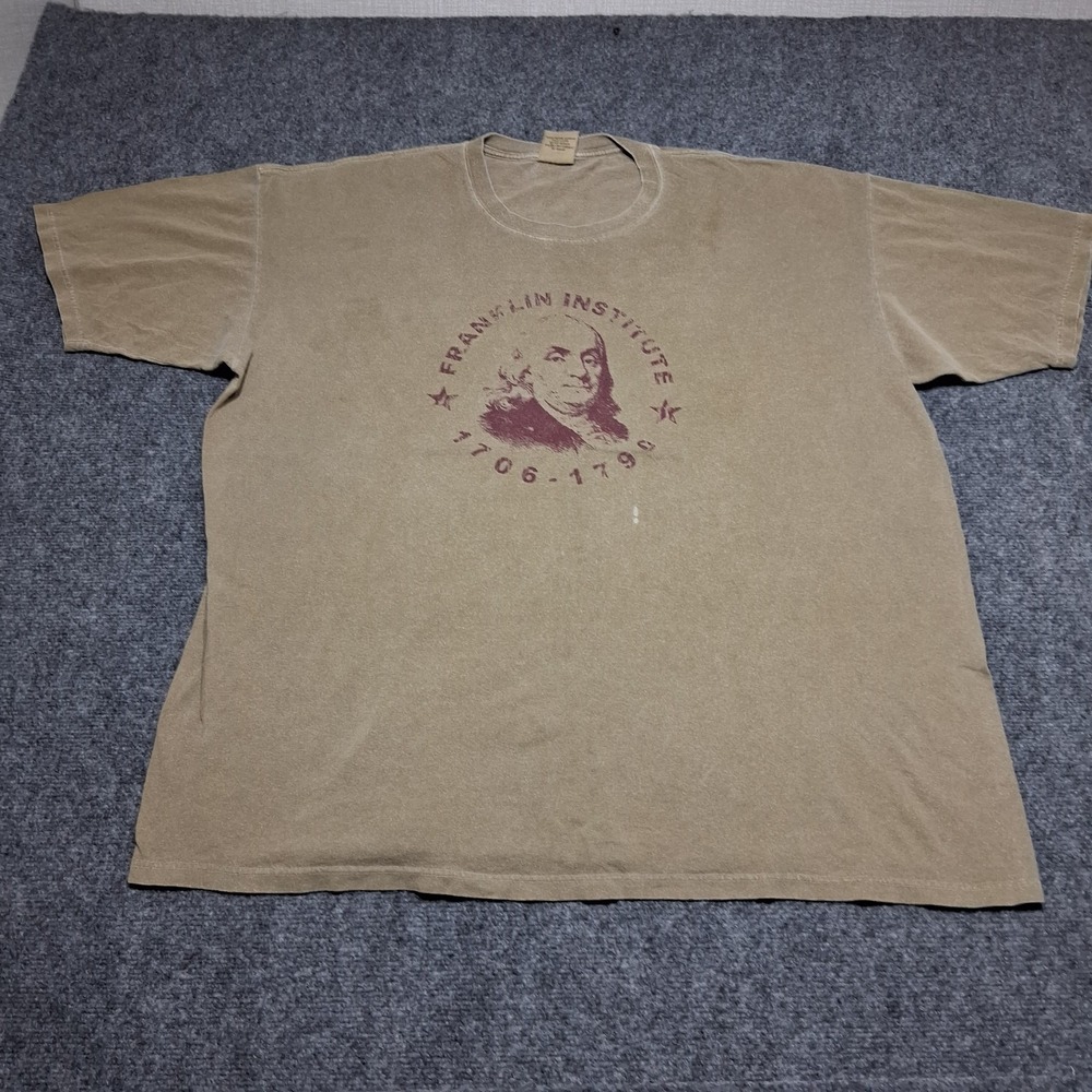 Authentic Pigment Franklin Institute Benjamin Franklin Graphic T-Shirt Brown 2XL